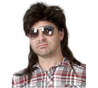 Mens Mullet Wigs Black Curly 70s 80s Cosplay Costume Wig Retro Punk Rocker Disco Synthetic Full Wigs