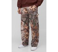 Mens Multi Baggy Washed Camo Carpenter Trousers, Multi 36