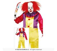Mens Multi Coloured Clown Halloween Adults Horror Clowns Fancy Dress Costume