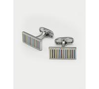 Men's Multi Coloured Rhodium Plated Rectangular Cufflinks - Savile Row Company