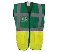 Men's Multi-functional Executive Hi-vis Waistcoat (HVW801) YOKO Pen Pockets and Key Holder (X-large, Paramedic Green/ Yellow)