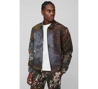 Mens Multi Oversized Angelic Renaissance Tapestry Zip Up Overshirt, Multi L