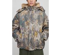 Mens Multi Oversized Camo Hooded Funnel Parka Jacket, Multi XS