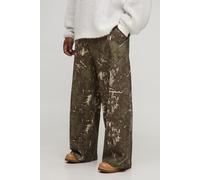 Mens Multi Plus Pinstripe Stitch Camo Print Baggy Fit Cargo Trousers, Multi 42