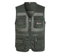 Mens Multi Pocket Fishing Vest, Mesh Vest Men Lightweight Casual Outdoor Work Safari Fishing Travel Cargo Vest Jacket Photo Mesh Waistcoat Multi Pockets Tactical Sleeveless Coat Mens Fishing Waistcoat