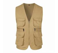 Mens Multi Pocket Fishing Waistcoat Outdoor Work Safari Travel Vest Camping Hunting Outerwear Gilet Photography Tops Cargo Utility Safari Waistcoat Mens Fishing Waistcoat