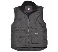 Mens Multi Pocketed Bodywarmer Waistcoat Fleece Lined For Warmth LINCOLN Vest Fortress Full Zip Warm Work Designed by Tuff Stuff Black L (44-46'' Chest)
