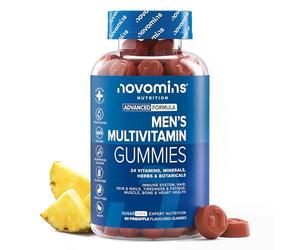 Mens Multivitamin Gummies - 24 Essential Multi Vitamins for Men - 1 Month Supply Mens Vitamins - Immune Support, Metabolism, Bone & Muscle Health - Multivitamin Gummies for Men - 60 Count - Novomins