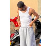 Men's Muscle Fit Man Sport Embroidered Ribbed Vest | White | Size Large | BOOHOOMAN