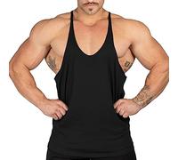 Men's Muscle Gym Stringer Tank Tops for Workout Bodybuilding Sport Vest Racerback Cotton Color Black Size S