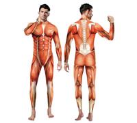Men's Muscle Print Bodysuit 3D Anatomy Unitard for Halloween Cosplay Party