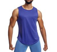 Men's Muscle Stringer Vest Bodybuilding Gym Tank Tops Workout Train Wear Cotton Knitted Tank top Men Vintage Sports Vest Mens Rugby Mens Green Polo Shirt (Dark Blue, L)