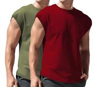 Mens Muscle Tank Tops UK Gym Workout Training Cap Sleeve T-Shirts Summer Casual Crew Neck Tee Shirts Going Out Athletic Sports Vest Breathable Quick Dry Basketball Fitness Wear