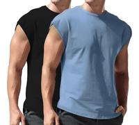 Mens Muscle Tank Tops UK Gym Workout Training Cap Sleeve T-Shirts Summer Casual Crew Neck Tee Shirts Going Out Athletic Sports Vest Breathable Quick Dry Basketball Fitness Wear