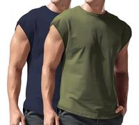 Mens Muscle Tank Tops UK Gym Workout Training Cap Sleeve T-Shirts Summer Casual Crew Neck Tee Shirts Going Out Athletic Sports Vest Breathable Quick Dry Basketball Fitness Wear