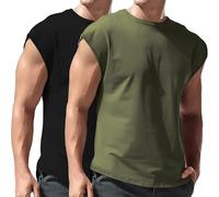 Mens Muscle Tank Tops UK Gym Workout Training Cap Sleeve T-Shirts Summer Casual Crew Neck Tee Shirts Going Out Athletic Sports Vest Breathable Quick Dry Basketball Fitness Wear
