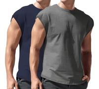 Mens Muscle Tank Tops UK Gym Workout Training Cap Sleeve T-Shirts Summer Casual Crew Neck Tee Shirts Going Out Athletic Sports Vest Breathable Quick Dry Basketball Fitness Wear