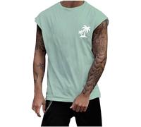 Mens Muscle Vest Sleeveless Top for Gym Running Fitness Shirts with Hooded Tank Tops Men Gym Sleeveless Turtleneck Vest Men Long Sleeve Compression Tops for Men (Green, L)