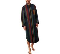 Mens Muslin Shirt Button Front Long Length Shirt Traditional Arabic Solid Color Shirts Long Sleeve Nightshirt Knee Length Pajama Tops Lightweight Lounge Wear Loose Sleepwear Indoor Outdoor Green