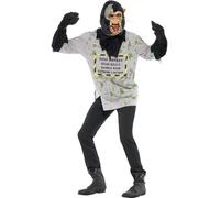 Mens Mutant Monkey Costume Horror Mask Top Halloween Fancy Dress Outfit