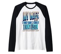 Mens My Wife Says I Only Have 2 Faults I Dont Listen, Husband Tee Raglan Baseball Tee