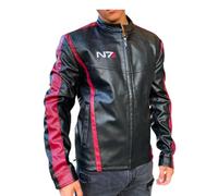 Men's N7 Mass Effect 3 - N7 Commander Shepard Stylish Black Motorcycle Leather Jacket 2XS-4XL