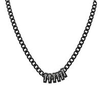 Mens Name Engraved Necklace Cuban Link Chain Names Bead Necklace For Men Engraved Name Chain Necklace For Dad Husband Boyfriend Son Father Birthday Anniversary Christmas Gift (Black-6 Names)