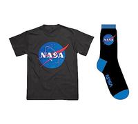 Men's NASA Black T-Shirt and Socks Set (NASA Logo Design). NASA T Shirt Men's Socks Set. 100% Cotton T Shirt. Mens T Shirt And Socks Set (Size 7-11). NASA Gifts For Men - Genuine Merchandise