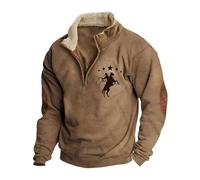 Men's Native American Indian Sweatshirts Retro Printed Ethnic Style 1/4 Zip Jacket Long Sleeve Pullover Sweatshirt with Pockets