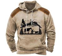 Men's Native Indian Deer Hunting Printed Hoodies Camouflage Forest Sweatshirt Long Sleeve Pullover Jacket