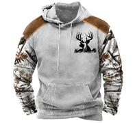 Men's Native Indian Deer Hunting Printed Hoodies Camouflage Forest Sweatshirt Long Sleeve Pullover Jacket