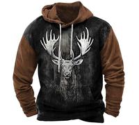 Men's Native Indian Deer Hunting Printed Hoodies Camouflage Forest Sweatshirt Long Sleeve Pullover Jacket