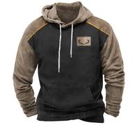 Mens Native Indian Deer Hunting Printed Hoodies Camouflage Forest Sweatshirts Long Sleeve Pullover Jacket Outdoor Sweatshirt Retro Trendy Versatile Coat Regular Fit Pullover Hooded Sweatshirt