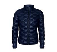 Men's Navy Blue Puffer Quilted Warm Lambskin Leather Bomber Jacket