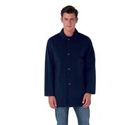Mens Navy Blue Raincoat Mac Single Breasted Funeral Director Bouncer Formal (UK, Alpha, 3XL, Regular, Regular, Navy)