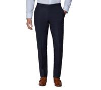 Men's Navy Blue Tweed Flat Front Dress Trousers, Wool Blend Formal Suit Pants with Belt Loops (UK, Waist, 46, Regular, Regular)