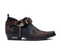 Men's Navy/Brown Leather Metal Chain Winklepicker Cowboy Shoes Infinity Leather Navy 7