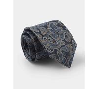 Men's Navy Brown Paisley Silk Tie - Savile Row Company