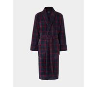 Men's Navy Burgundy Check Fleece Dressing Gown - Size: XXL - Savile Row Company
