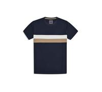 Mens Navy Contrast Stripe T-Shirt, 100% Cotton, Smart Fit, Soft Popcorn Weave, Crew Neck, Half Sleeves Classic Colour Block Tee (UK, Alpha, M, Regular, Regular, Navy)