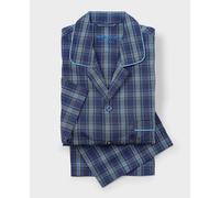 Men's Navy Cotton Check Pyjamas - Size: XXL - Savile Row Company
