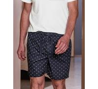 THE SAVILE ROW COMPANY LONDON Men's Luxury 100% Cotton Soft Pyjama Lounge Shorts - Navy/Yellow Fleur De Lys - Medium