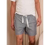 THE SAVILE ROW COMPANY LONDON Men's Luxury 100% Cotton Soft Pyjama Lounge Shorts - Navy White Striped - X-Large