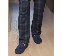 Men's Navy Microsuede Moccasin Slippers - Size: 11 - Savile Row Company