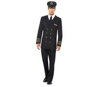 Mens Navy Officer Suit Royal Army Military Fancy Dress Party Costume