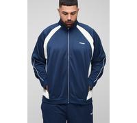 Mens Navy Plus Embroidered Regular Fit Track Jacket, Navy 3XL