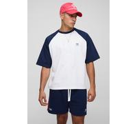 Mens Navy Sfera Oversized Boxy Raglan Printed T-Shirt & Relaxed Shorts Set, Navy L