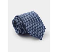 Men's Navy Square Print Silk Tie - Savile Row Company