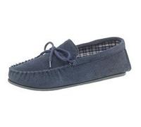 Mens Genuine suede leather Moccasins with hardwearing PVC sole Navy size 9