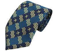 Men's Navy, Teal & Gold Aircraft Pilot Planes Woven Neck Tie